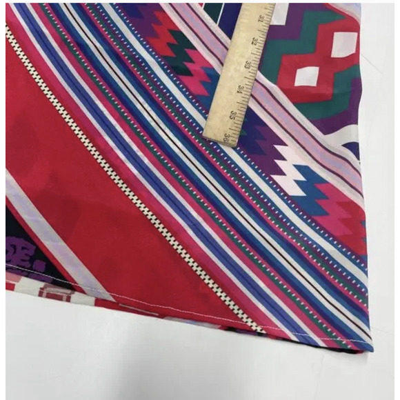 Carolina K Dress Womens XS Red Multicolor Geometric Bohemian A-Line Cap Sleeve - Picture 6 of 9